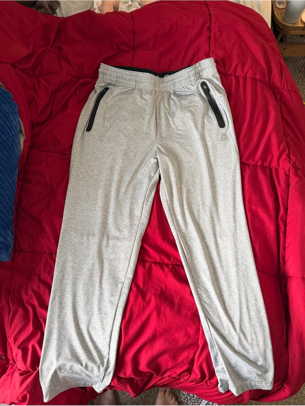Reebok Light Gray Track Pants with Black Trim